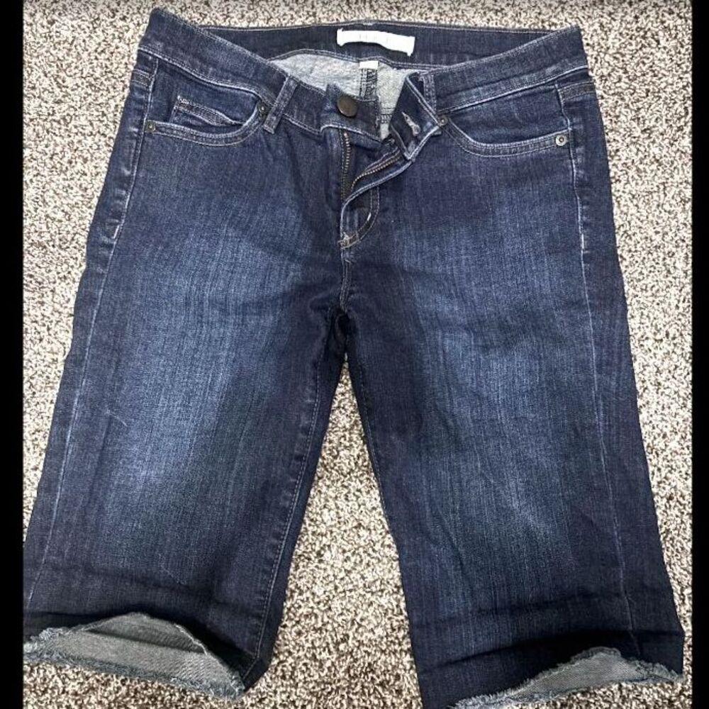 LOFT dark wash blue denim Bermuda shorts 4